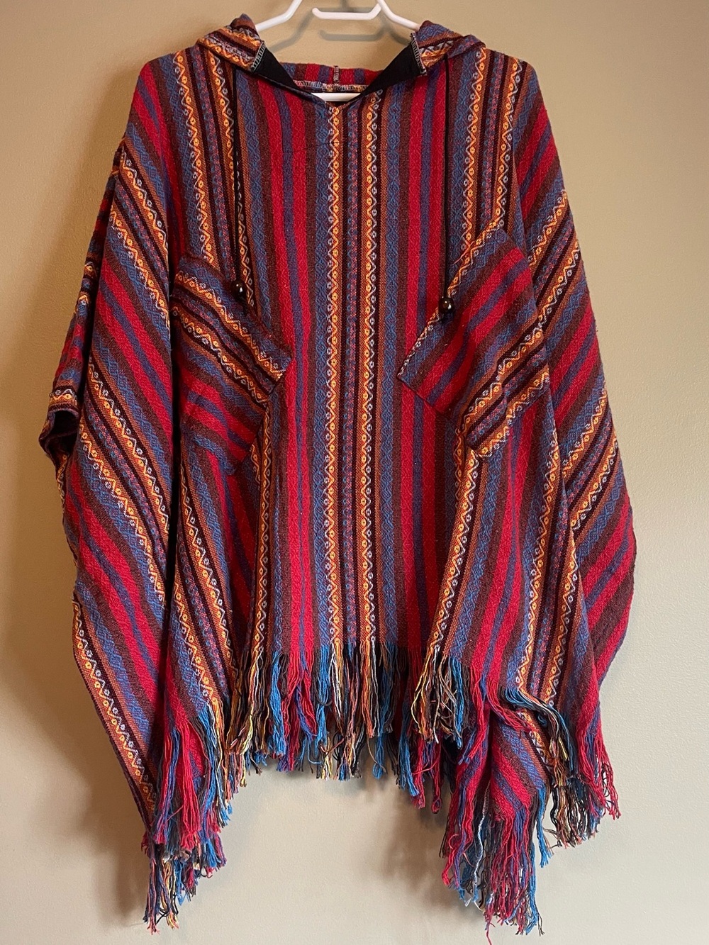 Handmade Woven Boho Hooded Poncho